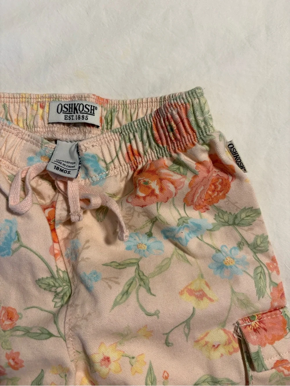 OshKosh B’gosh Floral Cargo Pants 18 months - Peach and Floral
